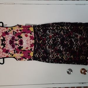 Maggy London Floral Dress with lace overlay Size 12